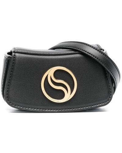 Stella McCartney S Logo Plaque Curved Belt Bag - Black