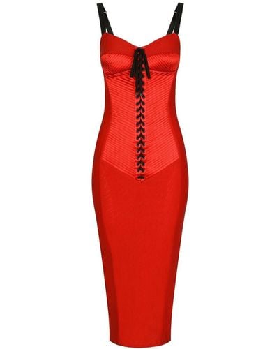 Dolce & Gabbana Lace-up Detail Corset Dress - Red