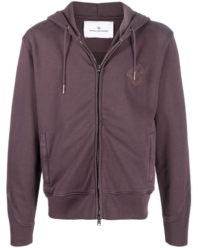 Tagliatore Logo-embroidered Zipped Hoodie - Brown
