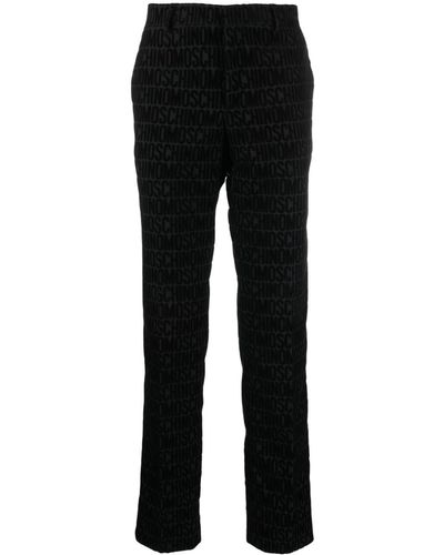 Moschino Pantalones rectos con logo afelpado - Negro