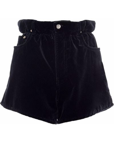 Miu Miu Pantalones cortos con cintura paperbag y talle alto - Negro