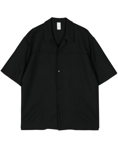 Attachment Short-sleeve Wool Shirt - Black