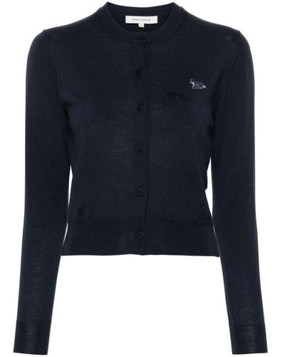 Maison Kitsuné Cardigan con ricamo - Blu