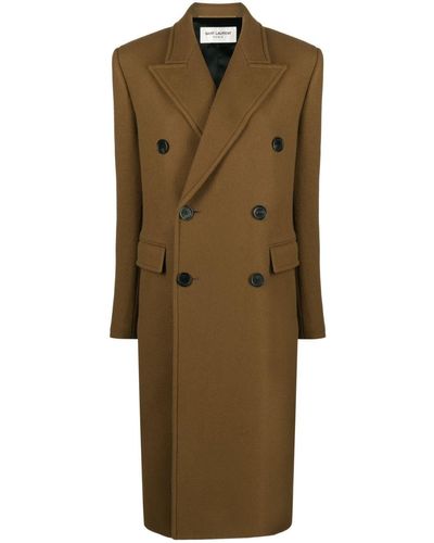 Saint Laurent Double-breasted Wool-blend Coat - Green