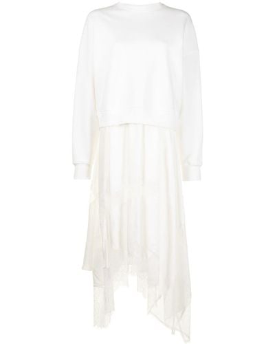 Goen.J Sweatshirt-layered Lace Dress - White