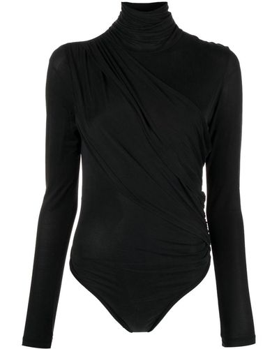 GAUGE81 Patra Drape-panel Ruched Bodysuit - Women's - Spandex/elastane/cupro - Black