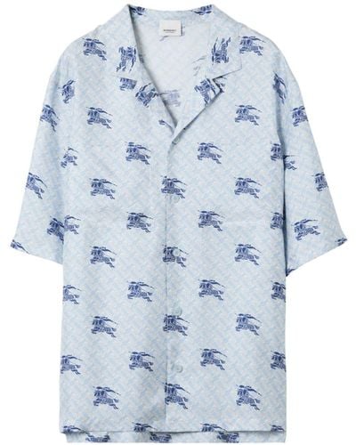 Burberry Chemise de pyjama à motif monogrammé - Bleu