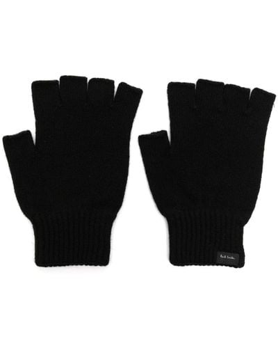 Paul Smith Knitted Cashmere Fingerless Gloves - Black