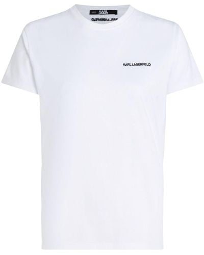 Karl Lagerfeld T-shirt en coton à logo brodé - Blanc