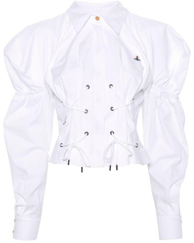 Vivienne Westwood Orb-Embroidered Cotton Shirt - White