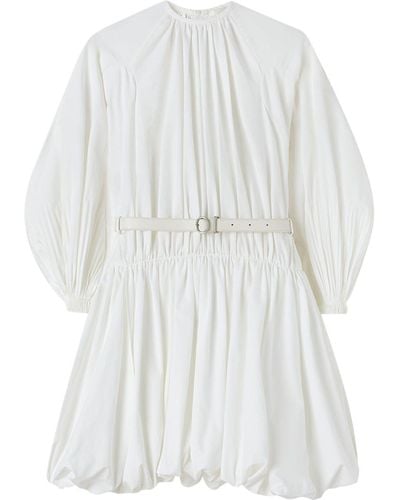Jil Sander Puffball Belted Cotton Minidress - White
