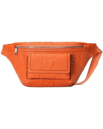 Gucci Jumbo GG Monogram Embossed Belt Bag - Orange