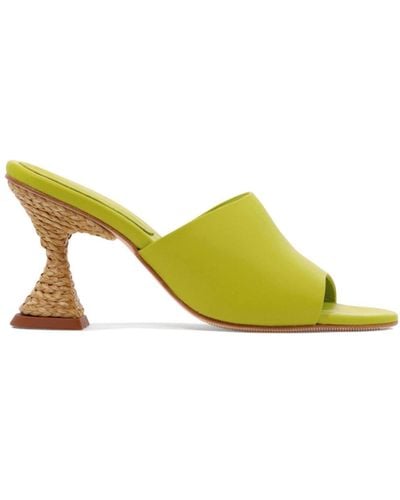 Paloma Barceló Raffia Heel Leather Sandals - Yellow
