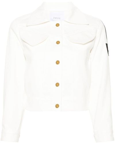 Patou Logo-patch Cropped Denim Jacket - White