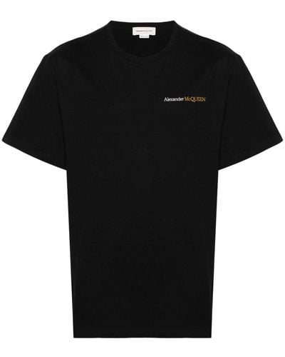 Alexander McQueen T-shirt en coton à logo brodé - Noir
