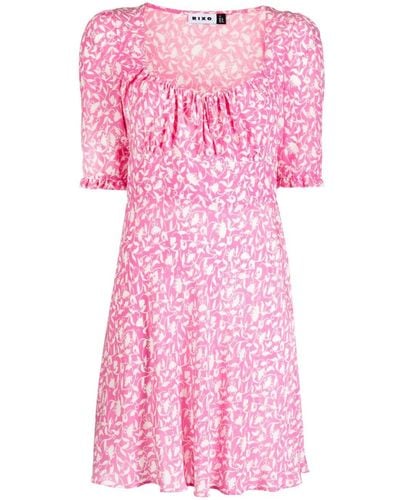 RIXO London Lilita Botanic-print Silk Dress - Pink