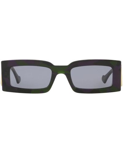 Gucci Eckige Sonnenbrille mit Logo-Schild - Grau