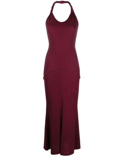 TOVE Eleanor Twist-detail Halterneck Dress - Purple