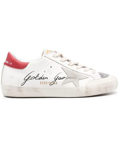 Golden Goose Super-star Sneakers Met Glitter - Wit