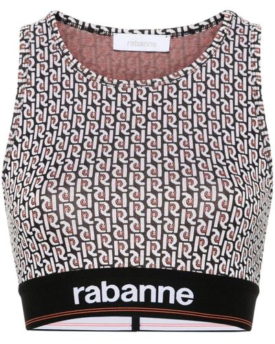 Rabanne Monogram-pattern Sports Bralette - Black