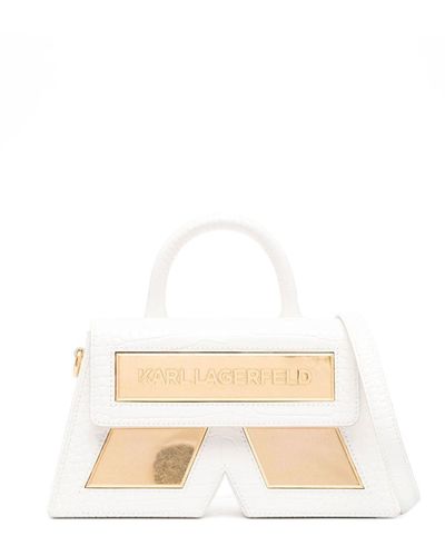 Karl Lagerfeld Trapeze Leather Tote Bag - Natural