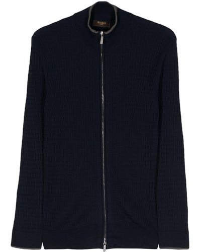 Moorer Orson Cable-knit Cardigan - Blue