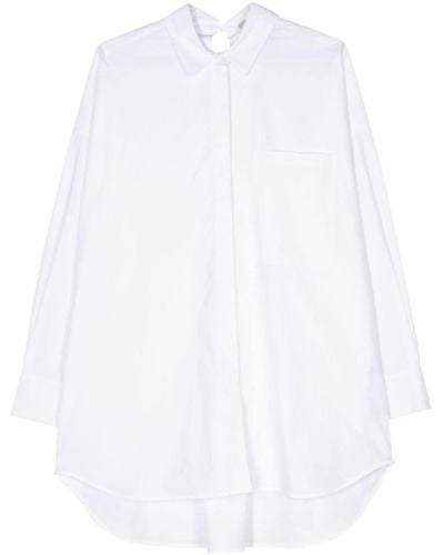 Semicouture Rear-tie Poplin Shirt - White