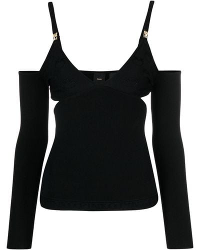 Pinko Cut-out Ribbed Top - Black