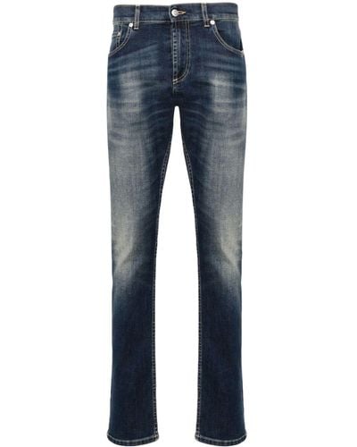 Alexander McQueen Jean skinny à logo brodé - Bleu
