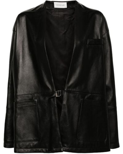 ARMARIUM Drop-shoulder Leather Jacket - Black