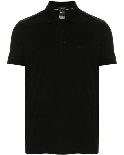 BOSS Rubberised-logo Polo Shirt - Black