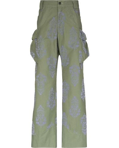 Paria Farzaneh Taito Floral-print Wide-leg Cargo Trousers - Green