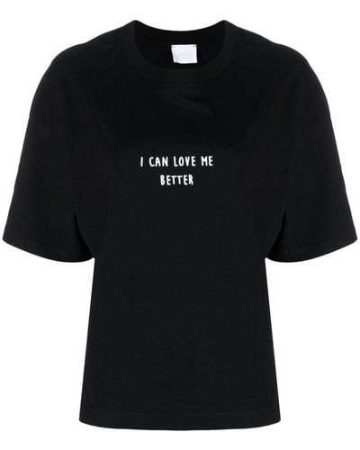 ..,merci T-shirt en coton à slogan imprimé - Noir