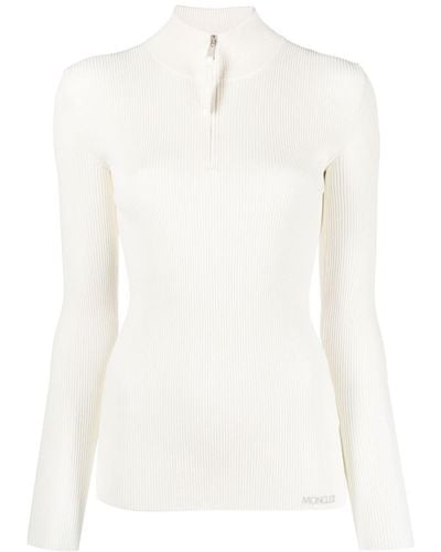 Moncler Long-sleeve Ribbed Sweater - White