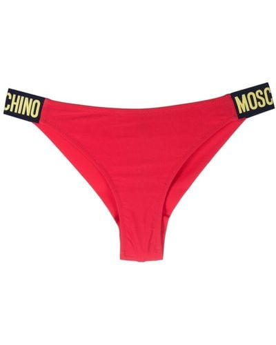 Moschino Bikinihöschen mit Logo-Bund - Rot