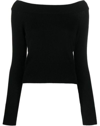 Alexander McQueen Off-shoulder Knitted Sweater - Black