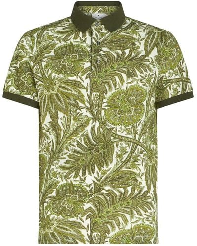 Etro All-over Graphic-print Polo Shirt - Green
