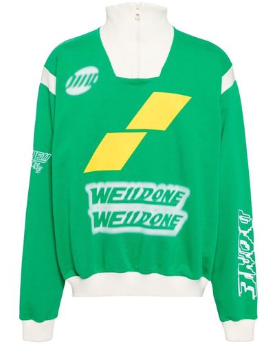 we11done Logo-print Zip-up Sweatshirt - Green