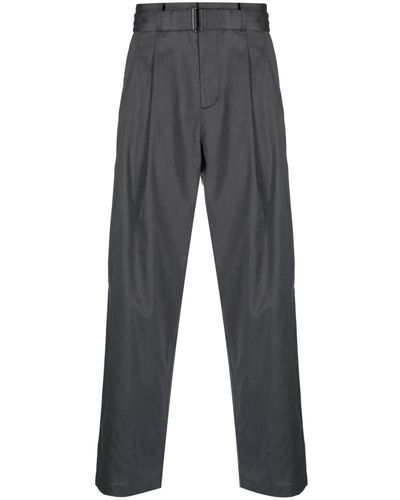 Attachment Lined Straight-leg Pants - Gray