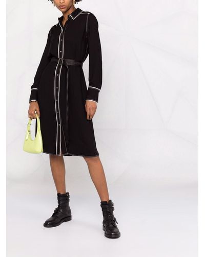 Karl Lagerfeld Contrast-tape Shirt Dress - Black