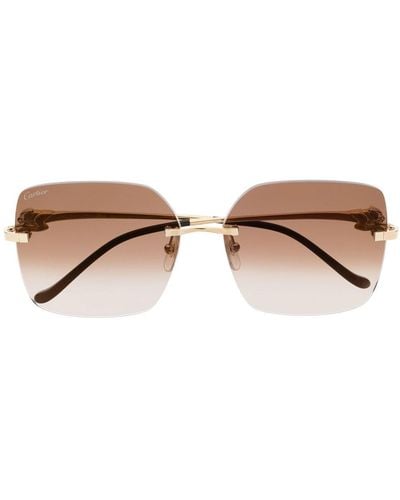 Cartier Rimless Square-frame Sunglasses - Brown