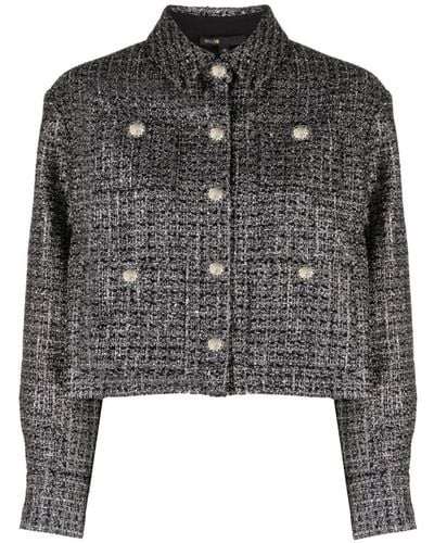 Maje Cropped Tweed Jacket - Black