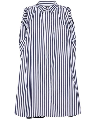 Sacai Striped Poplin Shirt Dress - Blue