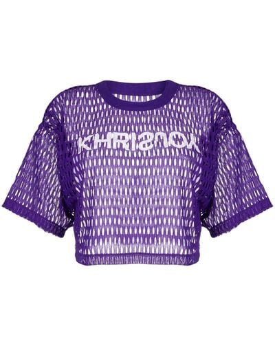 Khrisjoy Logo-print Perforated T-shirt - Purple