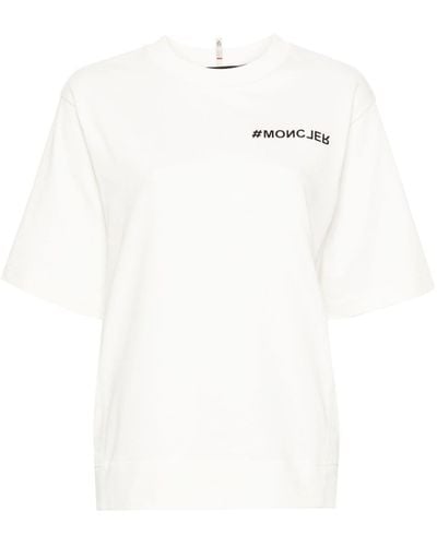 3 MONCLER GRENOBLE Katoenen T-shirt Met Logo-reliëf - Wit