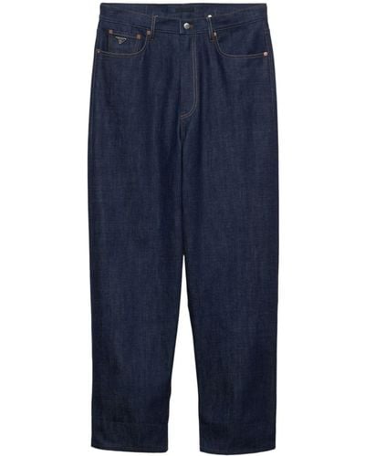 Prada Wide-Leg-Jeans mit Triangel-Logo - Blau