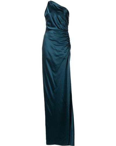 Michelle Mason Gathered-detail Silk Gown - Blue