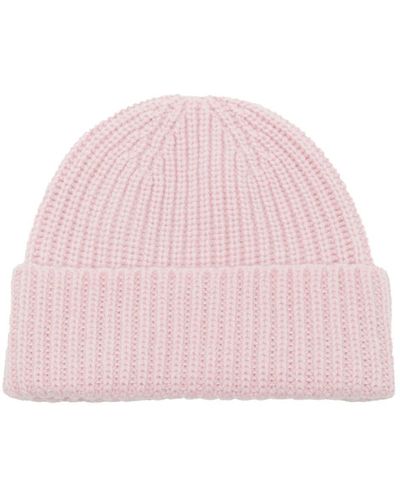 Pringle of Scotland Ribbed Cashmere Beanie - Pink