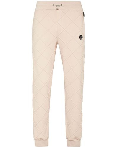 Philipp Plein Logo-appliqué Quilted Track Trousers - Natural