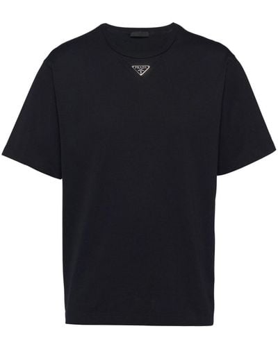 Prada Logo-plaque Cotton T-shirt - Black